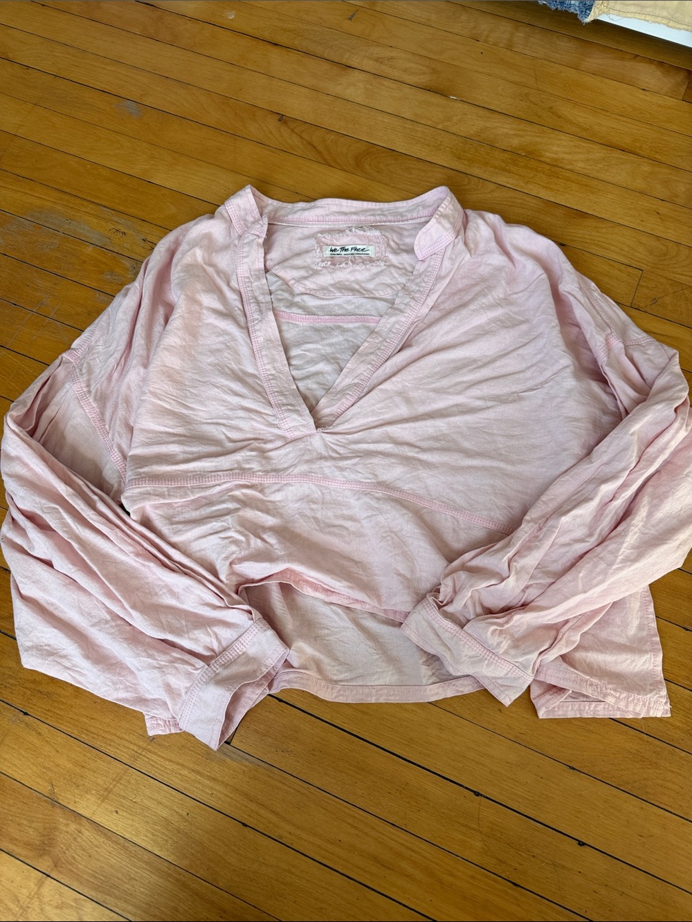 Pink Long-Sleeve V-Neck Top